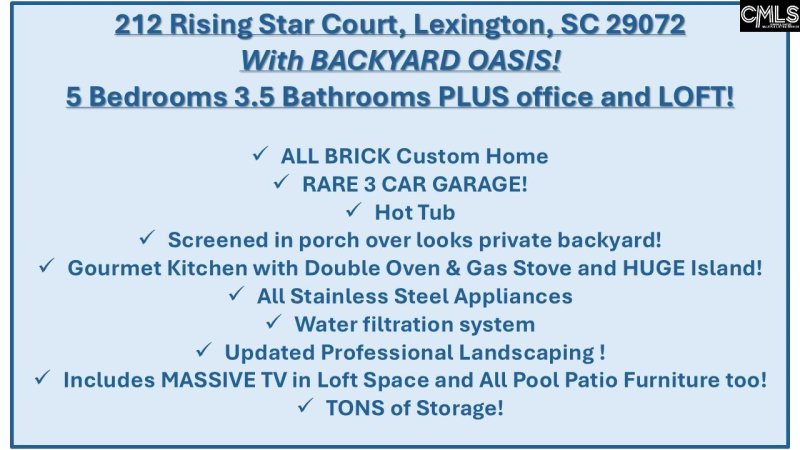 Property image 3 of 212 Rising Star Court in Estates At Creekside, Lexington, SC 29072